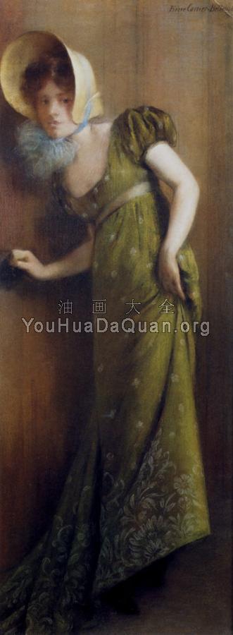 Elegant Woman In A Green Dress - 皮埃尔·卡列尔·贝劳斯